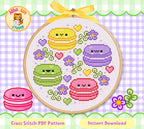Macarons Cross Stitch Pattern: Kawaii Food (PDF)